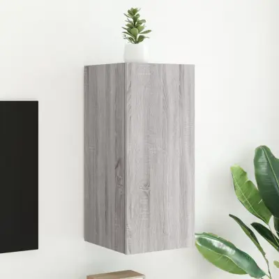 The Living Store Stenska TV omarica z LED lučkami siva sonoma 30,5x35x70 cm - TV Stenska Omarica