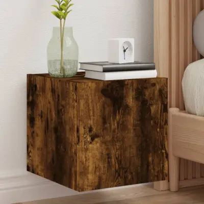 The Living Store Stenske TV omarice z LED 2 kosa dimljeni hrast 30,5x35x30 cm - TV Stenska Omarica