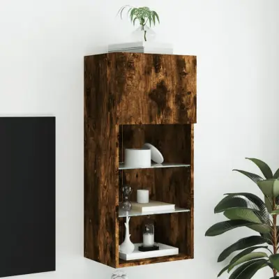 The Living Store TV omarica z LED lučkami dimljeni hrast 40,5x30x90 cm - TV Omarica