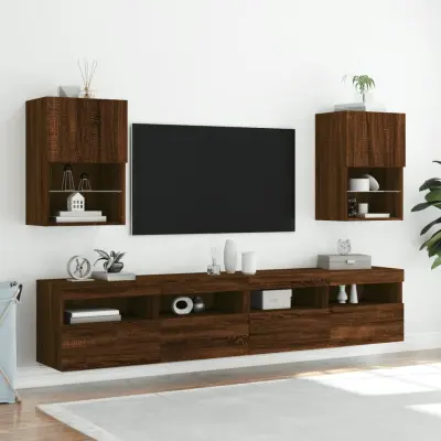 The Living Store TV omarica z LED lučkami 2 kosa rjavi hrast 40,5x30x60 cm - TV Omarica
