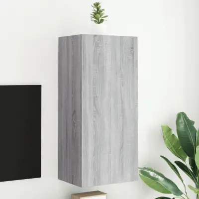 The Living Store Stenska TV omarica siva sonoma 40,5x30x90 cm inženirski les - TV Stenska Omarica
