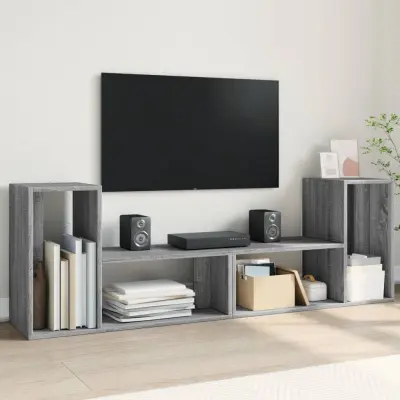 The Living Store TV omarica 2 kosa siva sonoma 75x30x50 cm inženirski les - TV Omarica