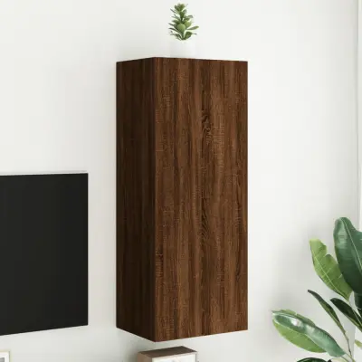 The Living Store Stenska TV omarica rjavi hrast 40,5x30x102 cm inženirski les - TV Stenska Omarica