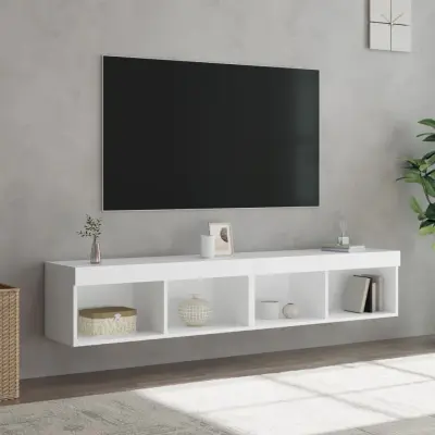 The Living Store TV omarica z LED lučkami 2 kosa bela 80x30x30 cm - TV Omarica