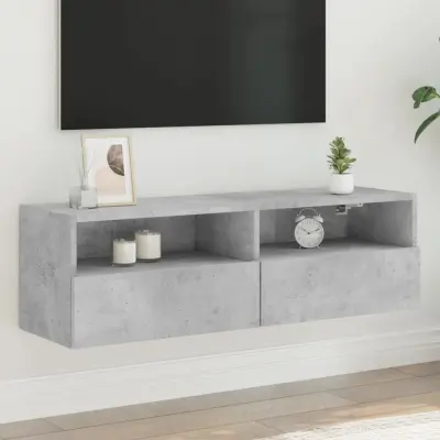The Living Store Stenska TV omarica betonsko siva 100x30x30 cm inženirski les - TV Stenska Omarica