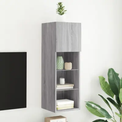 The Living Store TV omarica z LED lučmi siva sonoma 30,5x30x90 cm - TV Omarica