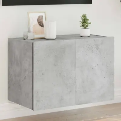 The Living Store Stenska TV omarica z LED lučkami betonsko siva 60x35x41 cm - TV Stenska Omarica