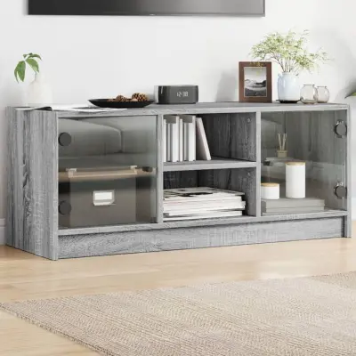 The Living Store TV omarica s steklenimi vrati siva sonoma 102x37x42 cm - TV Omarica