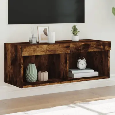 The Living Store TV omarica z LED lučkami dimljeni hrast 80x30x30 cm - TV Omarica
