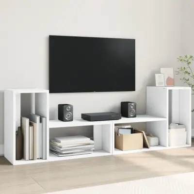 The Living Store TV omarica 2 kosa bela 75x30x50 cm inženirski les - TV Omarica
