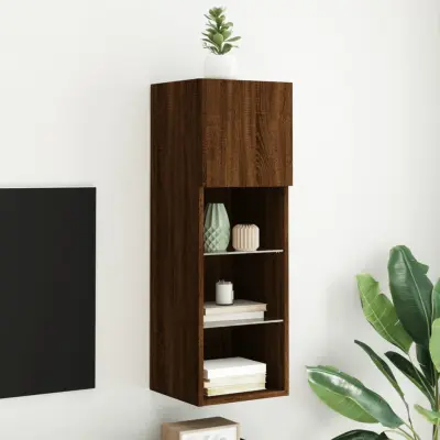 The Living Store TV omarica z LED lučkami rjav hrast 30,5x30x90 cm - TV Omarica