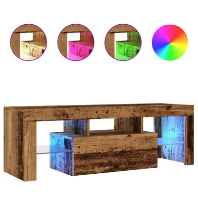 vidaXL TV omarica z LED starinski les 120x36,5x40 cm inženirski les