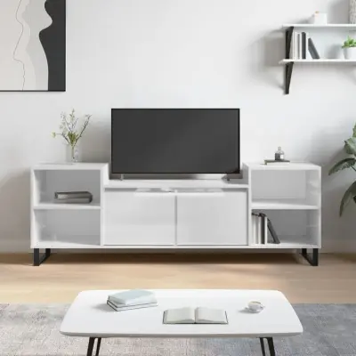 The Living Store TV omarica visok sijaj bela 160x35x55 cm inženirski les - TV Omarica