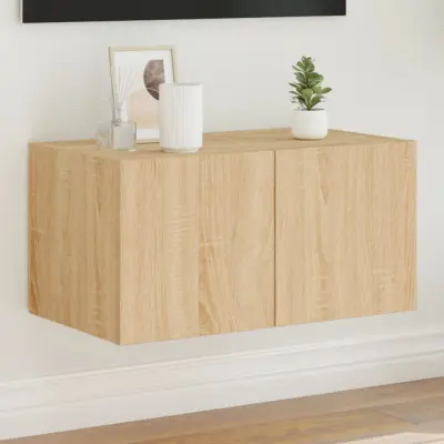 The Living Store Stenska TV omarica z LED lučkami sonoma hrast 60x35x31 cm - TV Stenska Omarica