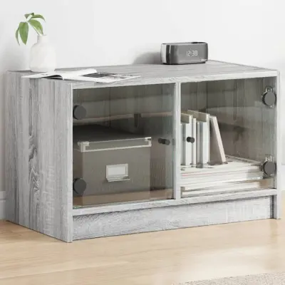 The Living Store TV omarica s steklenimi vrati siva sonoma 68x37x42 cm - TV Omarica