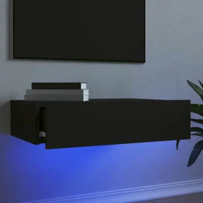 The Living Store TV omarica z LED lučkami črna 60x35x15,5 cm - TV Omarica