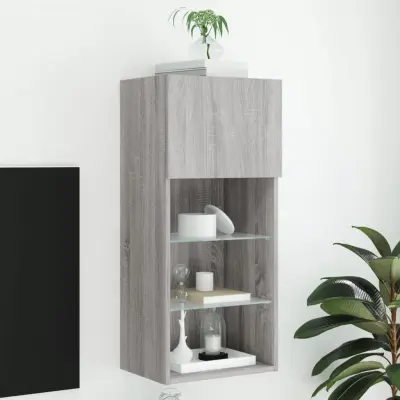 The Living Store TV omarica z LED lučkami siva sonoma 40,5x30x90 cm - TV Omarica