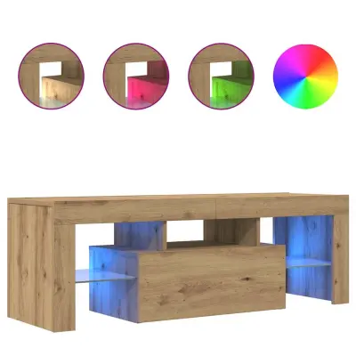 vidaXL TV omarica z LED artisan hrast 120x36,5x40 cm inženirski les