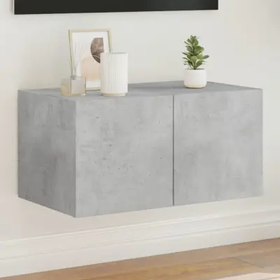The Living Store Stenska TV omarica z LED lučkami betonsko siva 60x35x31 cm - TV Stenska Omarica