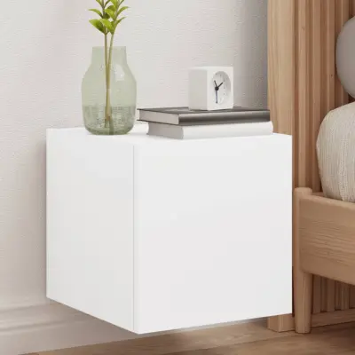 The Living Store Stenske TV omarice z LED lučkami 2 kosa bela 30,5x35x30 cm - TV Stenska Omarica