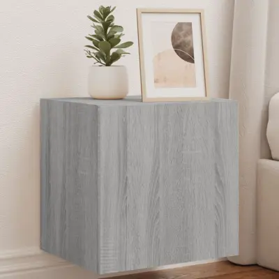 The Living Store Stenske TV omarice z LED 2 kosa siva sonoma 40,5x35x40 cm - TV Stenska Omarica