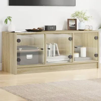 The Living Store TV omarica s steklenimi vrati sonoma hrast 102x37x42 cm - TV Omarica
