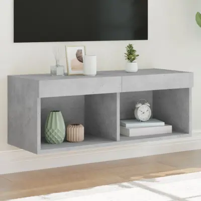 The Living Store TV omarica z LED lučkami betonsko siva 80x30x30 cm - TV Omarica