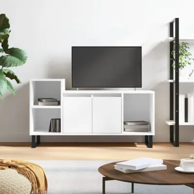 The Living Store TV omarica visok sijaj bela 100x35x55 cm inženirski les - TV Omarica