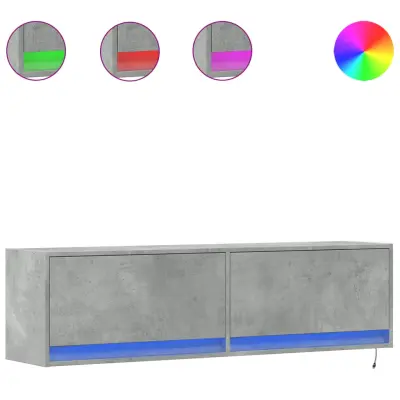 vidaXL Stenska TV omarica z LED lučkami betonsko siva 140x31x38 cm