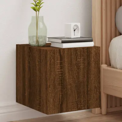 The Living Store Stenske TV omarice z LED 2 kosa rjavi hrast 30,5x35x30 cm - TV Stenska Omarica