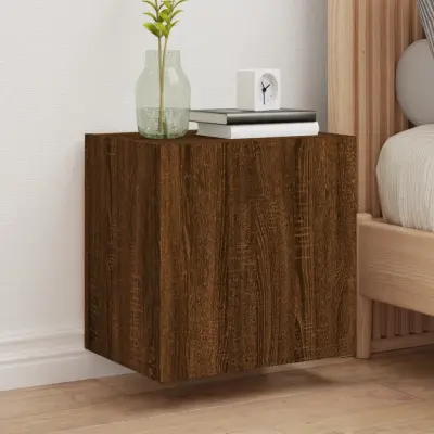 The Living Store Stenske TV omarice 2 kosa rjavi hrast 40,5x30x40 cm inž. les - TV Stenska Omarica