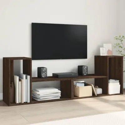The Living Store TV omarica 2 kosa rjavi hrast 75x30x50 cm inženirski les - TV Omarica