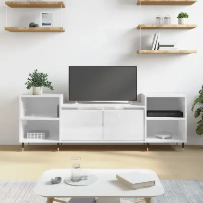 The Living Store TV omarica visok sijaj bela 160x35x55 cm inženirski les - TV Omarica