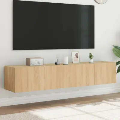 The Living Store Stenske TV omarice z LED 2 kosa sonoma hrast 80x35x31 cm - TV Stenska Omarica