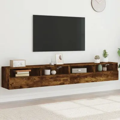 The Living Store Stenske TV omarice dimljeni hrast 100x30x30 cm inženirski les - TV Stenska Omarica