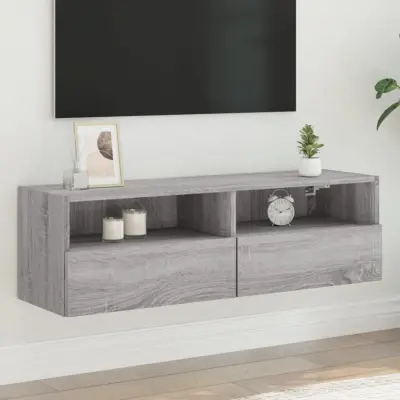 The Living Store Stenska TV omarica siva sonoma 100x30x30 cm inženirski les - TV Stenska Omarica