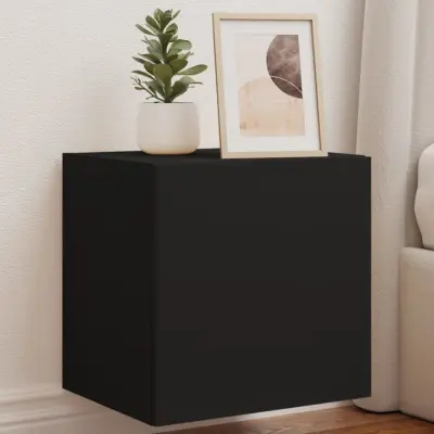 The Living Store Stenske TV omarice z LED lučkami 2 kosa črna 40,5x35x40 cm - TV Stenska Omarica