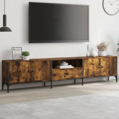 The Living Store TV omarica s predalom dimljeni hrast 200x25x44 cm inž. les - TV Omarica