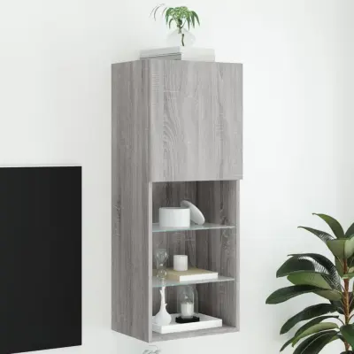 The Living Store TV omarica z LED lučkami siva sonoma 40,5x30x102 cm - TV Omarica