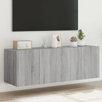 The Living Store Stenske TV omarice z LED 2 kosa siva sonoma 60x35x41 cm - TV Stenska Omarica