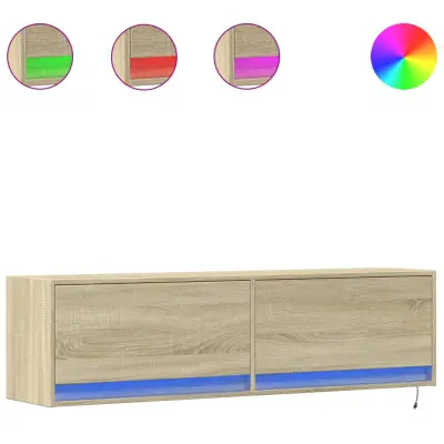 vidaXL Stenska TV omarica z LED lučkami sonoma hrast 140x31x38 cm