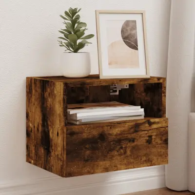 The Living Store Stenska TV omarica dimljeni hrast 40x30x30 cm inženirski les - TV Stenska Omarica
