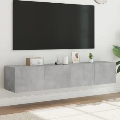 The Living Store Stenske TV omarice z LED 2 kosa betonsko siva 80x35x31 cm - TV Stenska Omarica