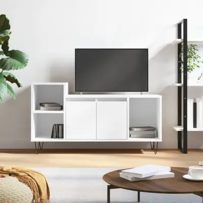The Living Store TV omarica visok sijaj bela 100x35x55 cm inženirski les - TV Omarica