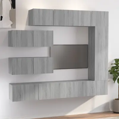 The Living Store Komplet TV omaric 7-delni siv sonoma konstruiran les - Komplet TV Omaric