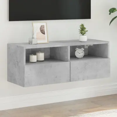 The Living Store Stenska TV omarica betonsko siva 80x30x30 cm inženirski les - TV Stenska Omarica