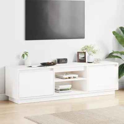 The Living Store TV omarica bela 140x35x40 cm trdna borovina - TV Omarica
