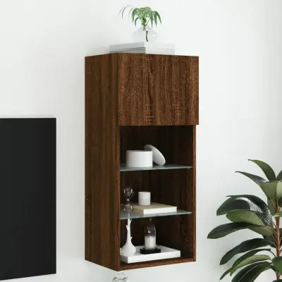 The Living Store TV omarica z LED lučkami rjav hrast 40,5x30x90 cm - TV Omarica