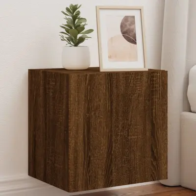 The Living Store Stenske TV omarice z LED 2 kosa rjavi hrast 40,5x35x40 cm - TV Stenska Omarica