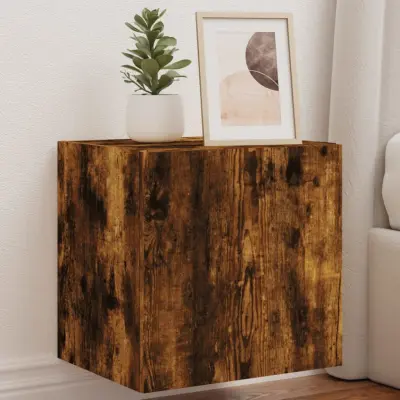 The Living Store Stenska TV omarica z LED lučkami dimljeni hrast 40,5x35x40 cm - TV Stenska Omarica